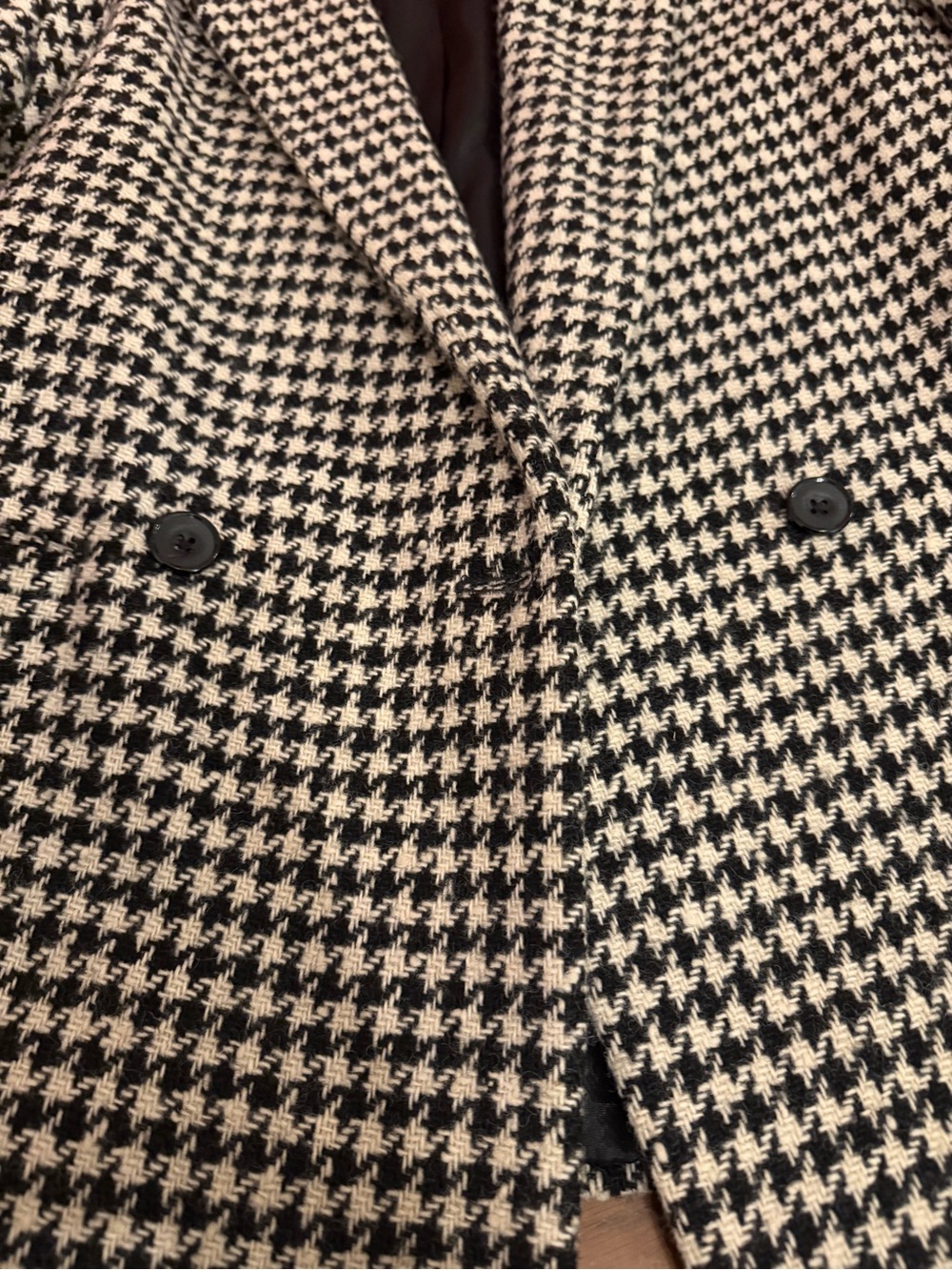 Houndstooth Double-Breasted Women's Blazer Jacket - Black & White - Picture 2 of 3